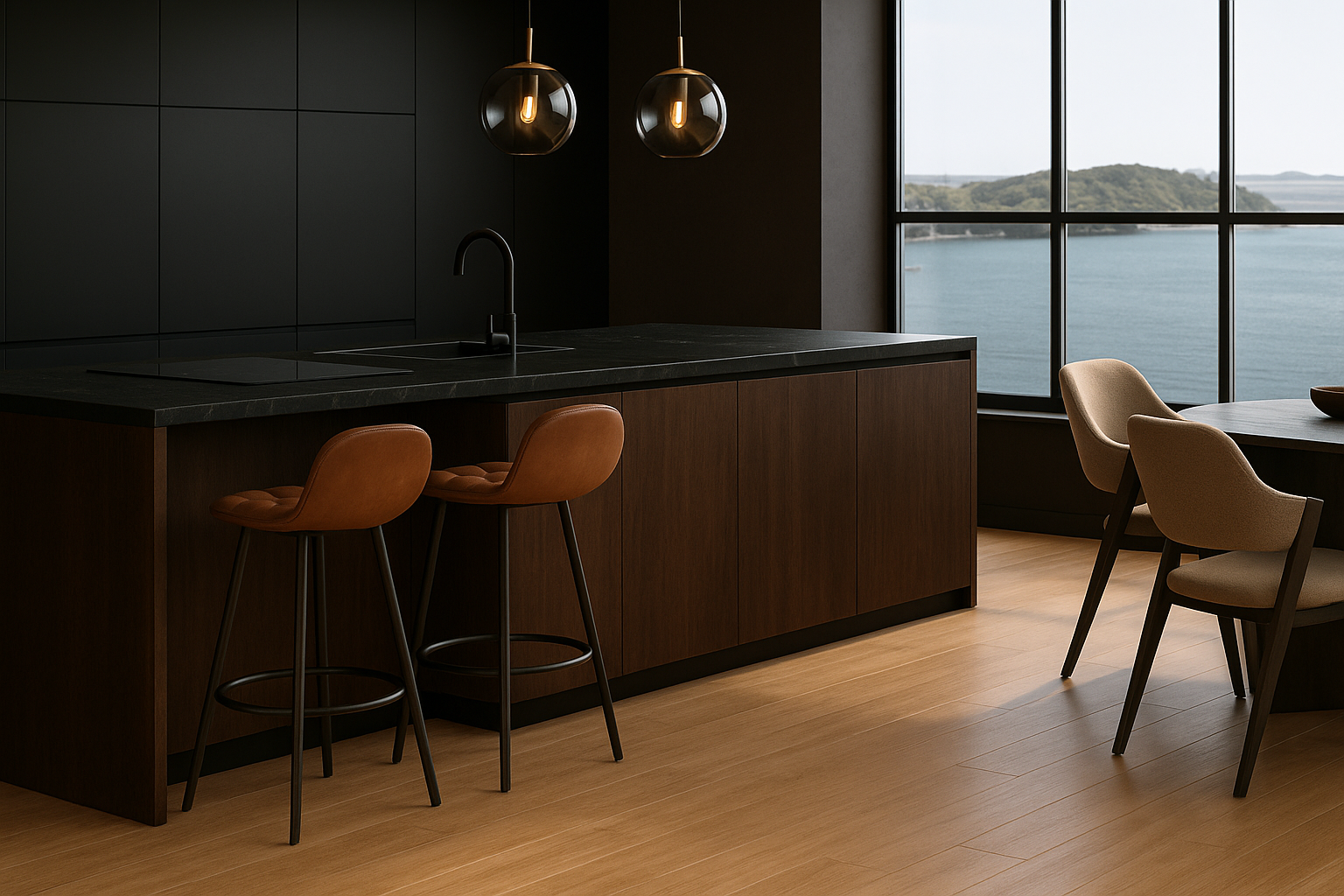 Cocina moderna con porcelanicos en el backsplash