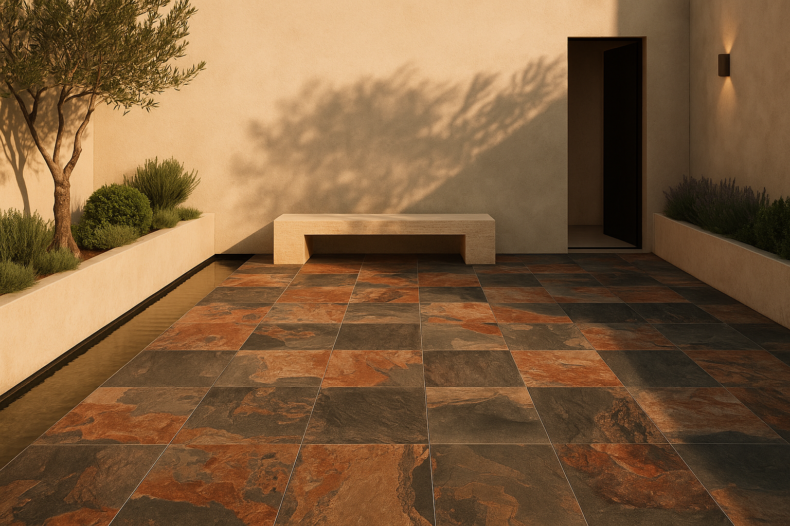 Restaurant interior with decorative wall tiles